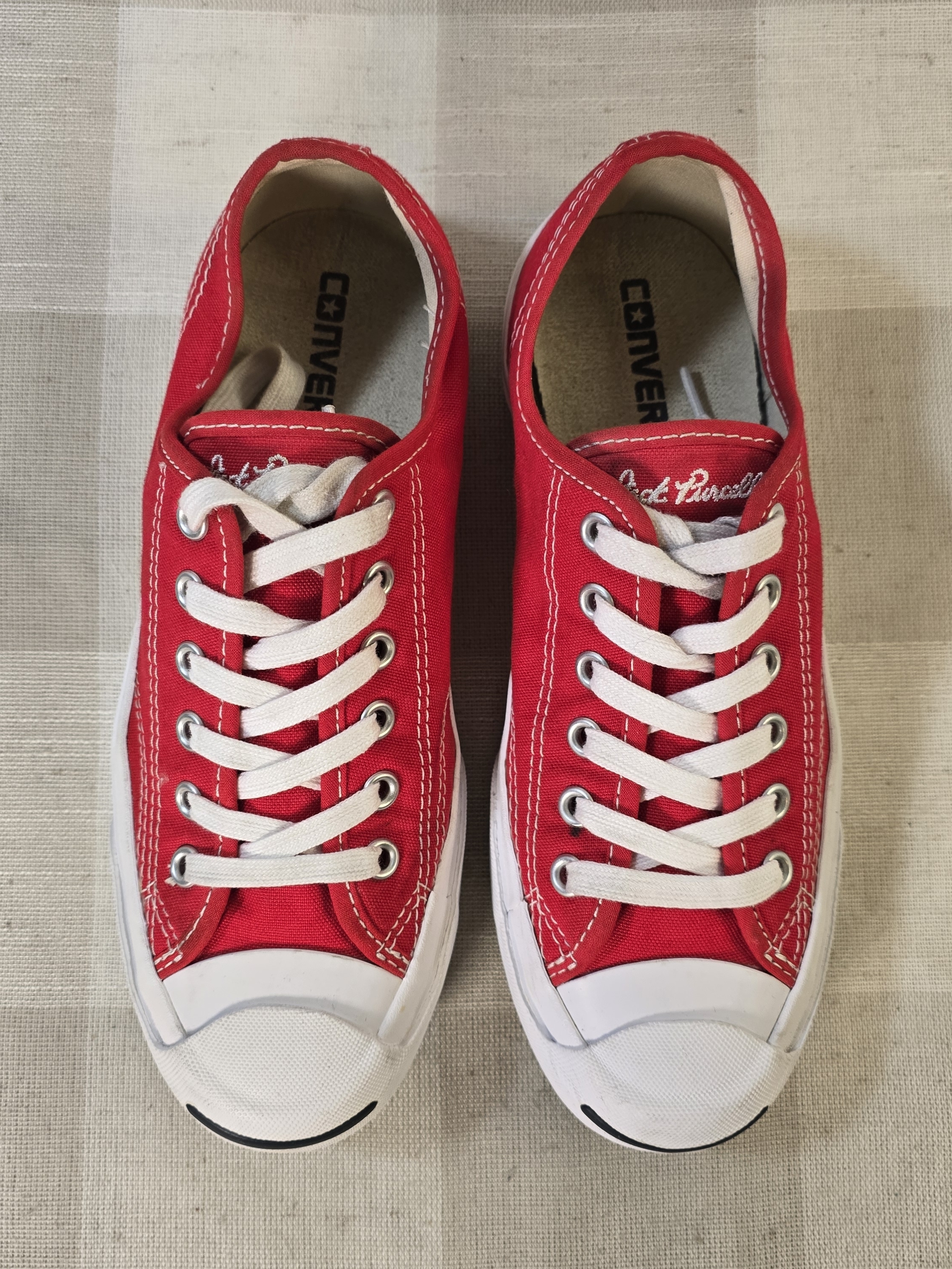 Sold Vintage Converse Jack Purcell Red Canvas Sneakers Size Men's 5 Women's 6.5